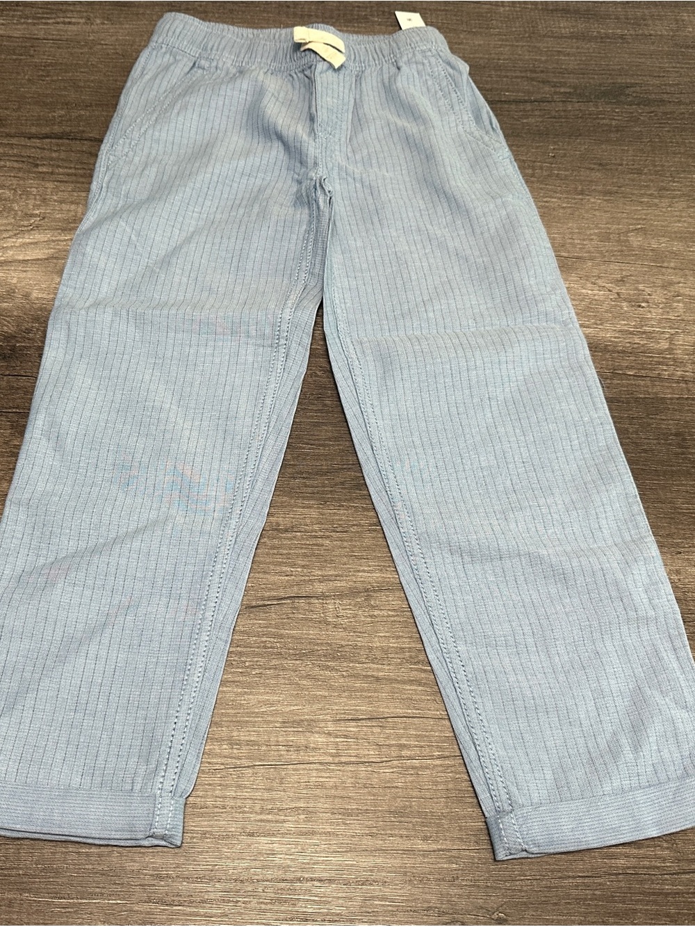 Wonder Nation Boys Blue Striped Chino Pants Cotton Pull-On Elastic
Waist